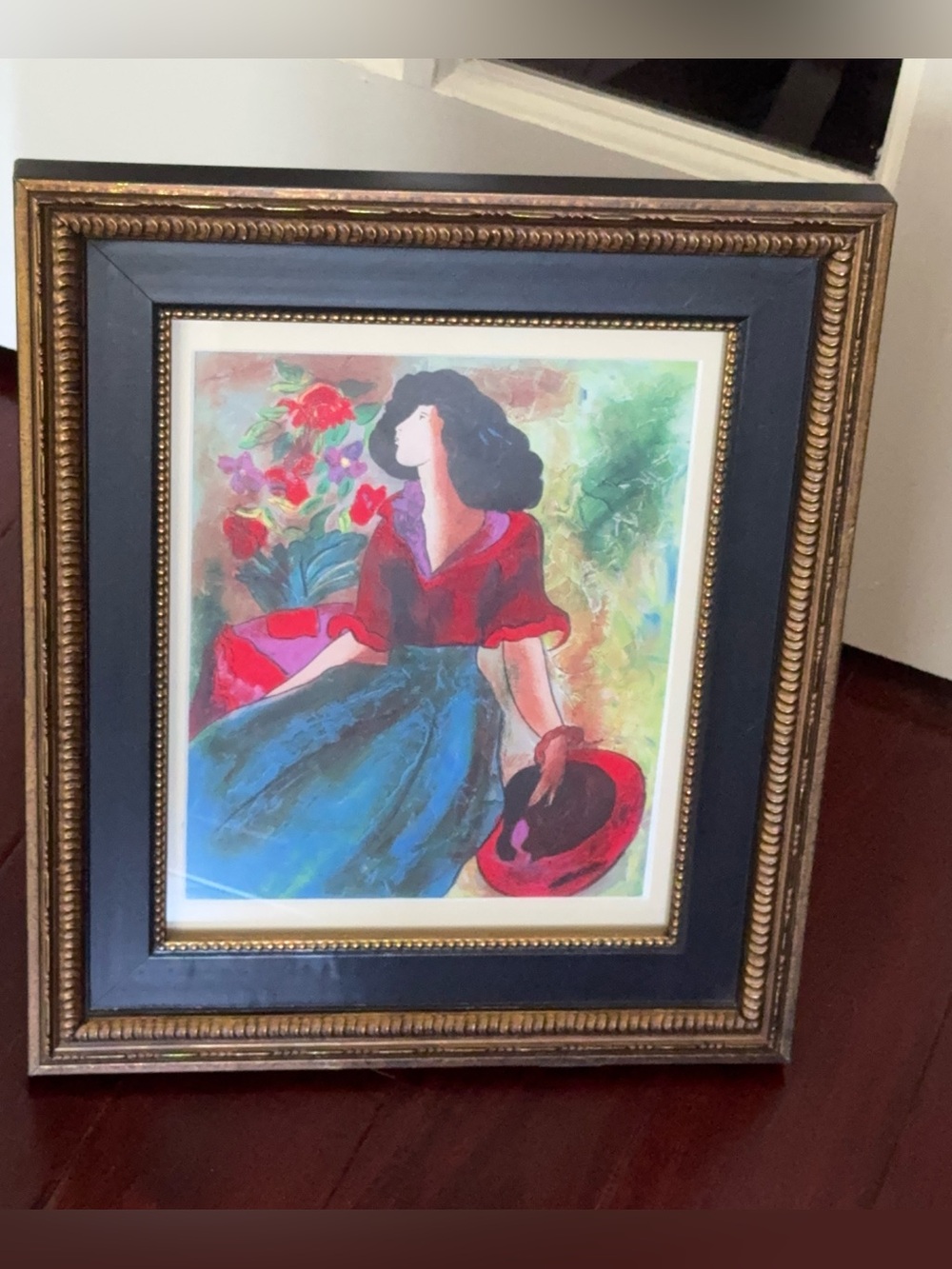 Framed Home Art Print - Woman in Red and Blue